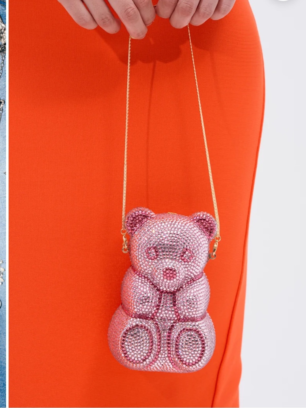 AKIRA Label Yummy Gummy Bling Bag Clutch Handbag Pink Crystal Teddy Bear